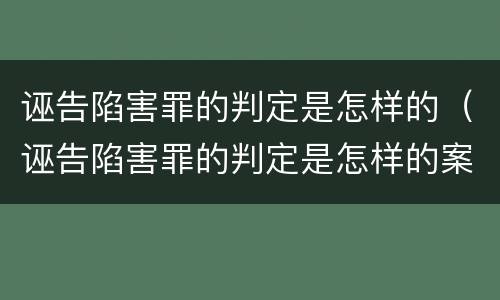 诬告陷害罪的判定是怎样的（诬告陷害罪的判定是怎样的案例）
