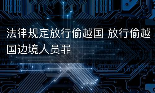 法律规定放行偷越国 放行偷越国边境人员罪