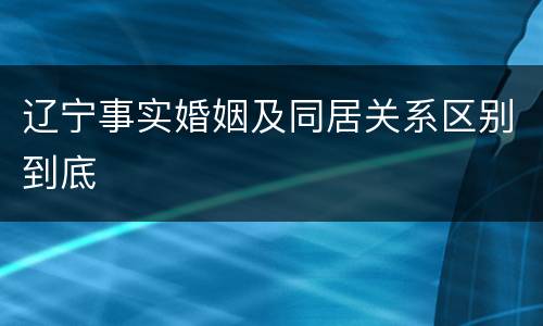 辽宁事实婚姻及同居关系区别到底