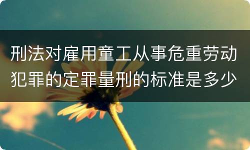 刑法对雇用童工从事危重劳动犯罪的定罪量刑的标准是多少