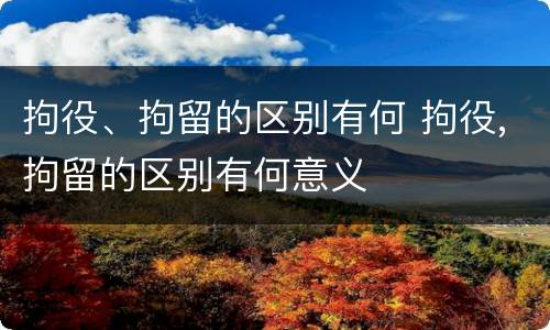 拘役、拘留的区别有何 拘役,拘留的区别有何意义