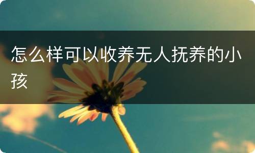 怎么样可以收养无人抚养的小孩