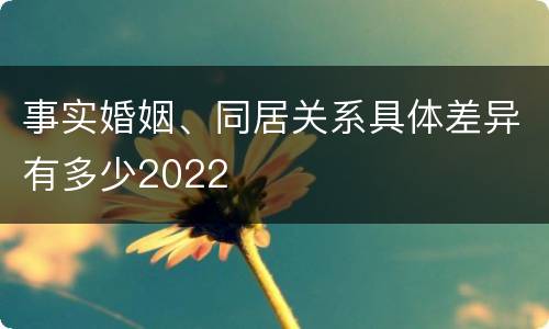 事实婚姻、同居关系具体差异有多少2022