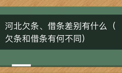 河北欠条、借条差别有什么（欠条和借条有何不同）