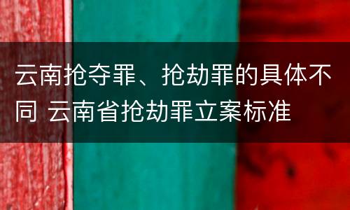 云南抢夺罪、抢劫罪的具体不同 云南省抢劫罪立案标准