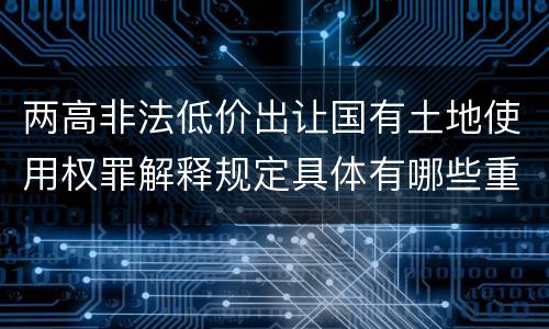 两高非法低价出让国有土地使用权罪解释规定具体有哪些重要内容
