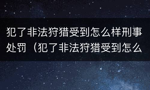 犯了非法狩猎受到怎么样刑事处罚（犯了非法狩猎受到怎么样刑事处罚呢）
