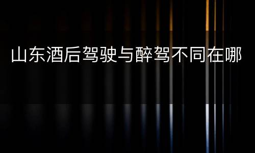 山东酒后驾驶与醉驾不同在哪