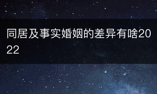 同居及事实婚姻的差异有啥2022