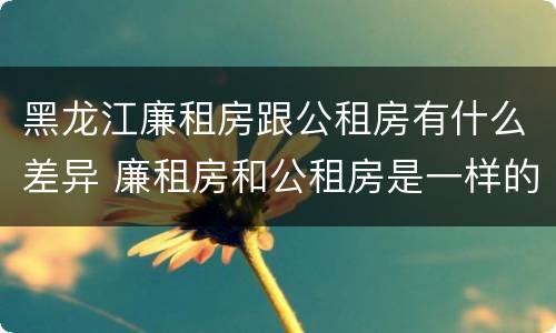 黑龙江廉租房跟公租房有什么差异 廉租房和公租房是一样的吗