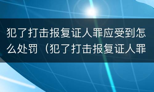 犯了打击报复证人罪应受到怎么处罚（犯了打击报复证人罪应受到怎么处罚呢）