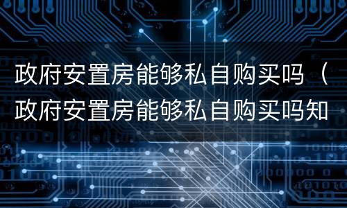 政府安置房能够私自购买吗（政府安置房能够私自购买吗知乎）