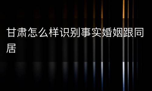 甘肃怎么样识别事实婚姻跟同居