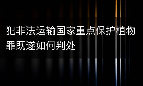 犯非法运输国家重点保护植物罪既遂如何判处
