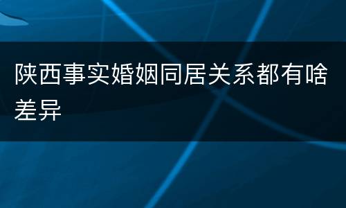 陕西事实婚姻同居关系都有啥差异