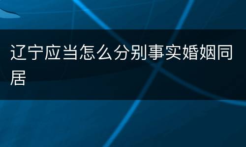 辽宁应当怎么分别事实婚姻同居