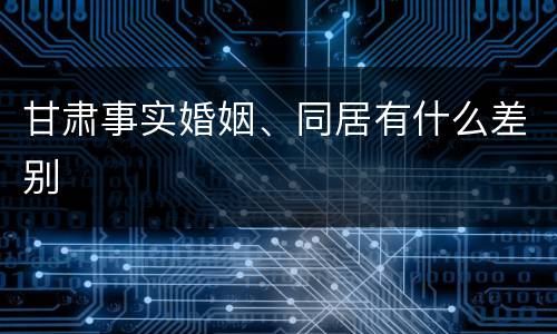 甘肃事实婚姻、同居有什么差别