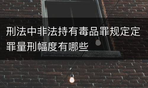 刑法中非法持有毒品罪规定定罪量刑幅度有哪些