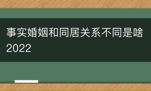 事实婚姻和同居关系不同是啥2022