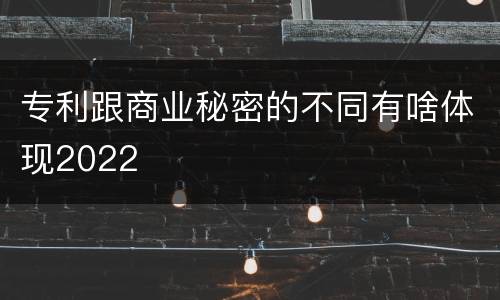 专利跟商业秘密的不同有啥体现2022