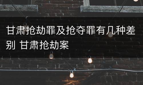 甘肃抢劫罪及抢夺罪有几种差别 甘肃抢劫案