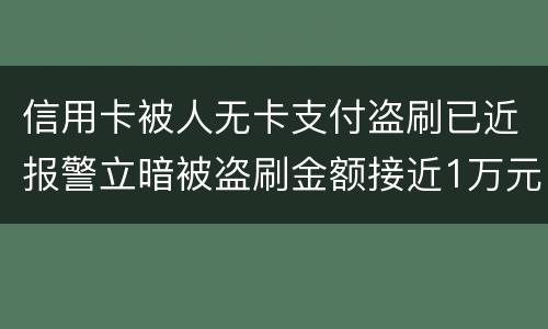 信用卡被人无卡支付盗刷已近报警立暗被盗刷金额接近1万元