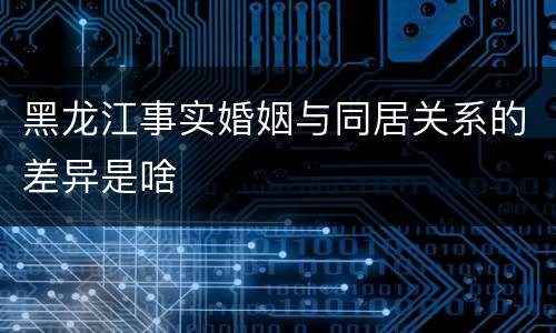 黑龙江事实婚姻与同居关系的差异是啥