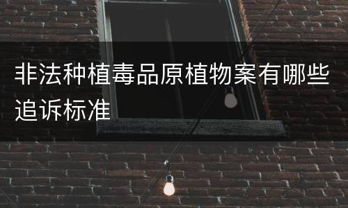 非法种植毒品原植物案有哪些追诉标准