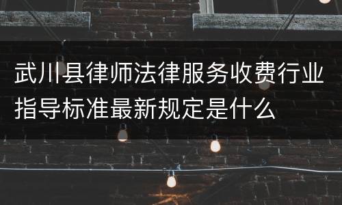 武川县律师法律服务收费行业指导标准最新规定是什么