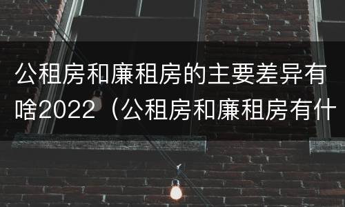 公租房和廉租房的主要差异有啥2022（公租房和廉租房有什么区别呢）