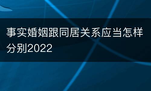 事实婚姻跟同居关系应当怎样分别2022