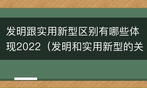 发明跟实用新型区别有哪些体现2022（发明和实用新型的关系）
