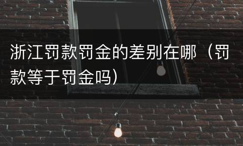 浙江罚款罚金的差别在哪（罚款等于罚金吗）
