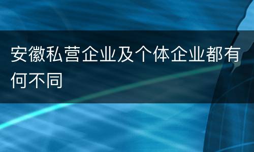 安徽私营企业及个体企业都有何不同