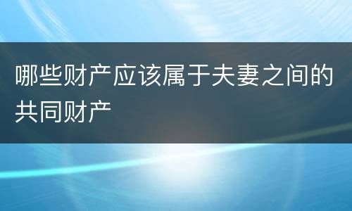 哪些财产应该属于夫妻之间的共同财产