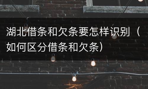 湖北借条和欠条要怎样识别（如何区分借条和欠条）