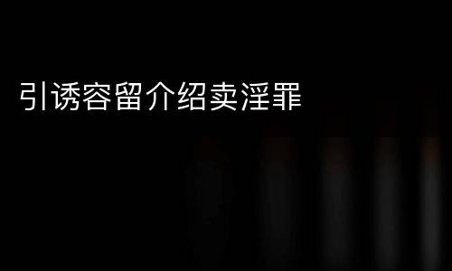 引诱容留介绍卖淫罪