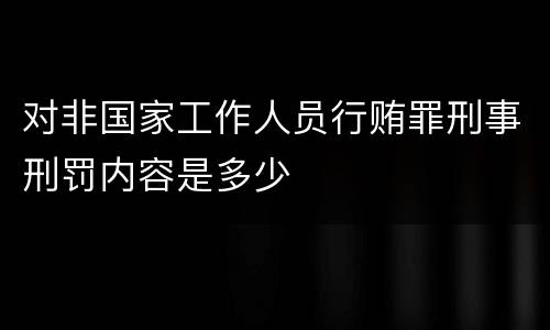 对非国家工作人员行贿罪刑事刑罚内容是多少