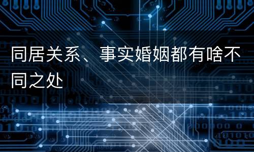 同居关系、事实婚姻都有啥不同之处
