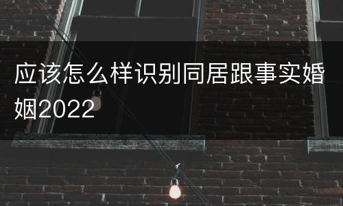 应该怎么样识别同居跟事实婚姻2022