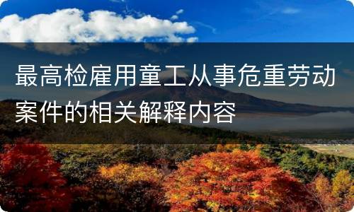 最高检雇用童工从事危重劳动案件的相关解释内容
