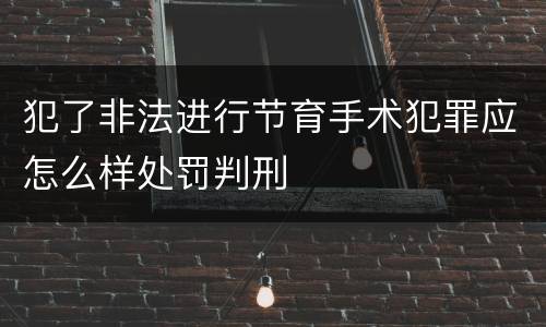 犯了非法进行节育手术犯罪应怎么样处罚判刑