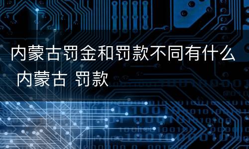 内蒙古罚金和罚款不同有什么 内蒙古 罚款