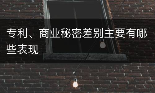 专利、商业秘密差别主要有哪些表现