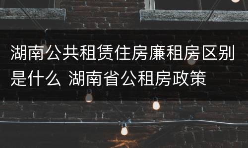 湖南公共租赁住房廉租房区别是什么 湖南省公租房政策