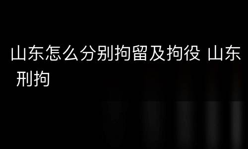 山东怎么分别拘留及拘役 山东 刑拘