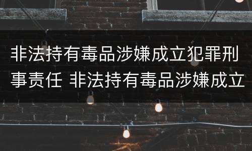 非法持有毒品涉嫌成立犯罪刑事责任 非法持有毒品涉嫌成立犯罪刑事责任的认定