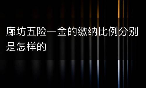 廊坊五险一金的缴纳比例分别是怎样的