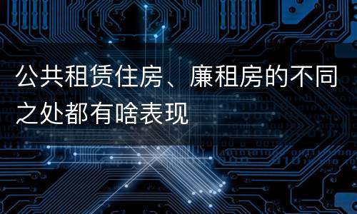 公共租赁住房、廉租房的不同之处都有啥表现