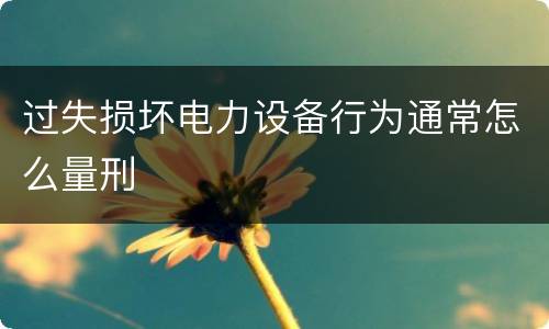 过失损坏电力设备行为通常怎么量刑